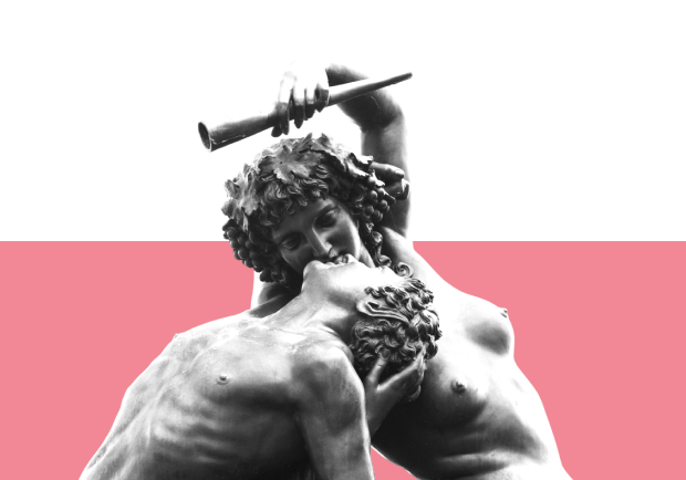 A statue in a pose that symbolizes the lover archetype
